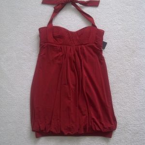 BCBG MAXAZRIA Ruby Red Jersey Knit Halter Bubble Mini Dress XS